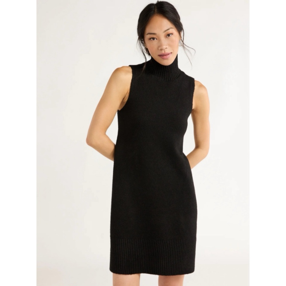 🆕 Free Assembly Women's Sleeveless Turtleneck Sweater Mini Dress M Medium NWT